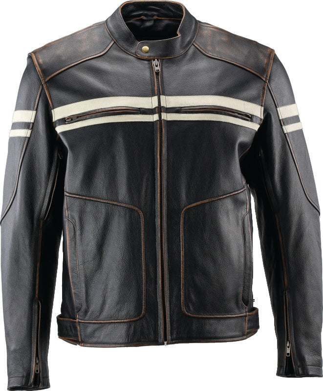 Kuryakyn Leather By River Road Hoodlum Vintage Leather Jacket Black - Large