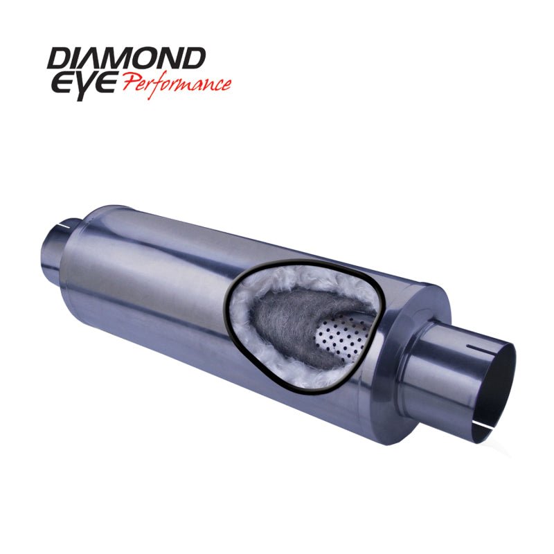 Diamond Eye MFLR 4inID SGL IN/SGL OUT 7inDIA X 24in BODY 30in LENGTH PERF SLOTTED ENDS 409 SS - CPC Performance