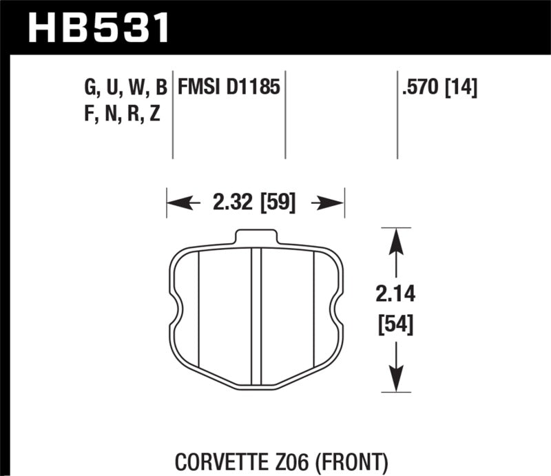 Hawk 06-10 Chevy Corvette (OEM Pad Design) Front Ceramic Sreet Brake Pads