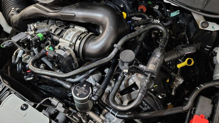 J&L 2025 Ford Transit 150/250/350 3.5L Oil Separator - Clear Anodized - CPC Performance